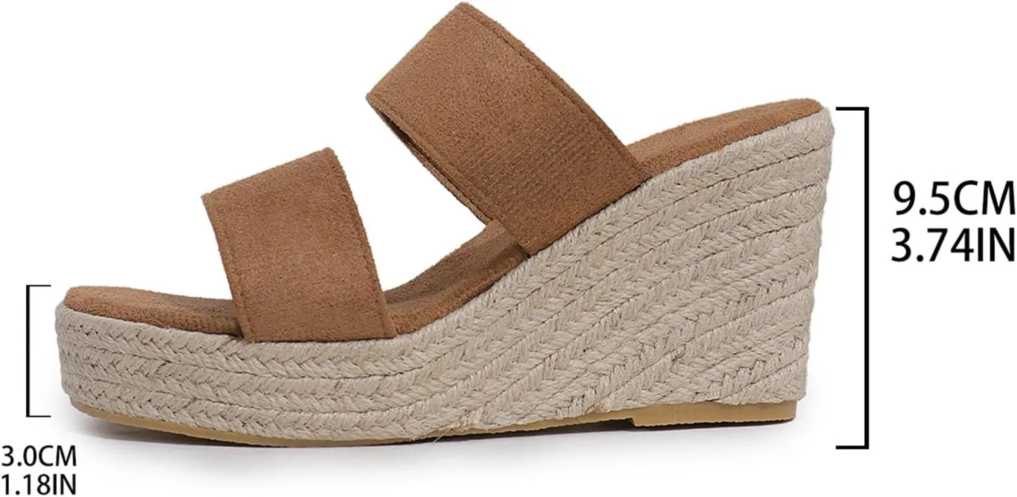 Wedge Sandals for Women 2025 Comfortable Orthopedic Slip on Sandals Open Toe Raffia Slippers Summer Casual Chunky Sandal Outdoor Shoes