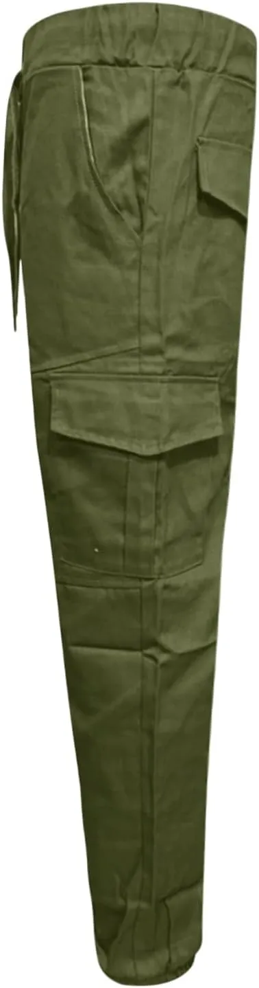 WENKOMG1 Tactical Pants for Men Elastic Ankle and Waist Drawstring Casual Cargo Pants Basic Summer Multipockets Workwear