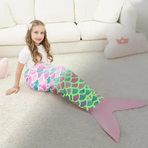 WERNNSAI Mermaid Tail Blanket - Wearable Mermaid Glow in The Dark Blanket for Girls Toddler Soft Flannel Snuggle Throw Mermaid Sleeping Bag for Kids Birthday (43.3” x 15.7”)