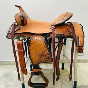 Western Barrel Racing Horse Saddles Trail Equestrian Horse Saddle Classic Quality Premium Leather Comfort for Horse Riding Size:10-18 inches Seat Available, BRL49