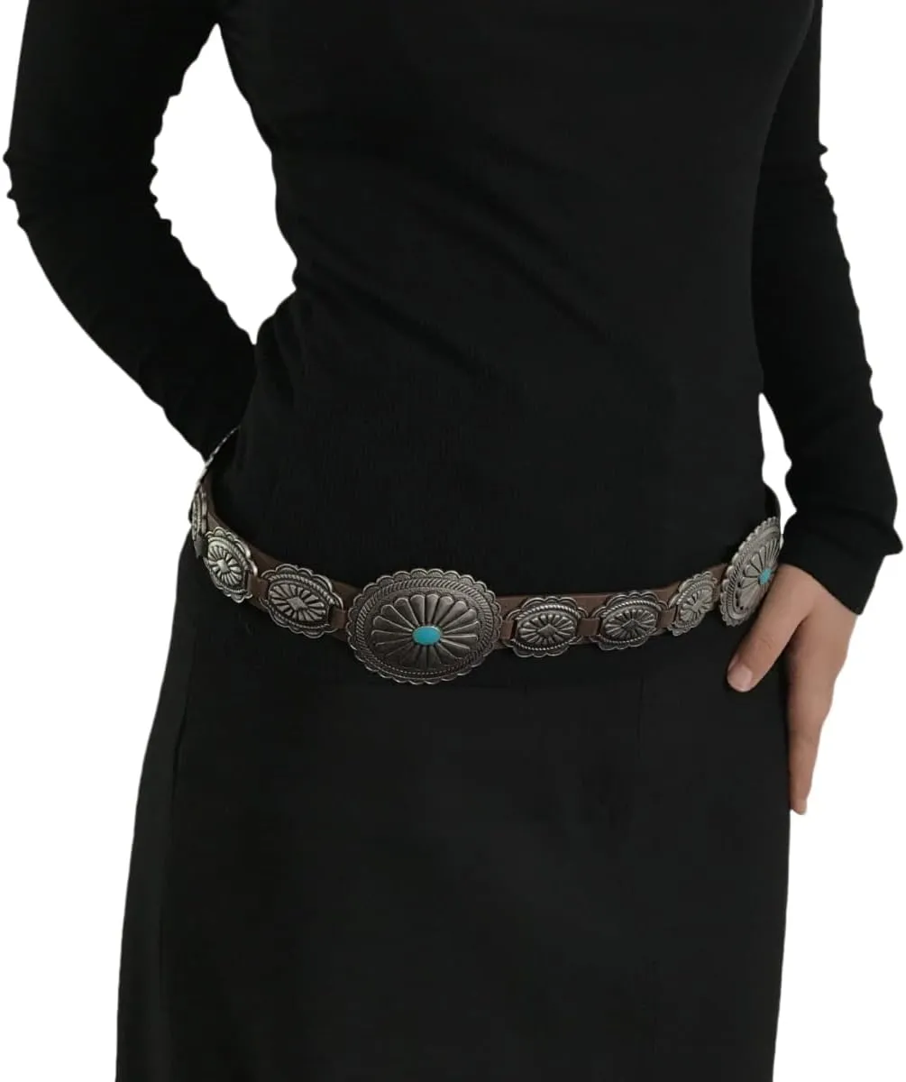 Western Belts for Woman Cowgirl Concho Belts Country Concert Rodeo Outfits Women Turquoise Belt for Jeans Dresses