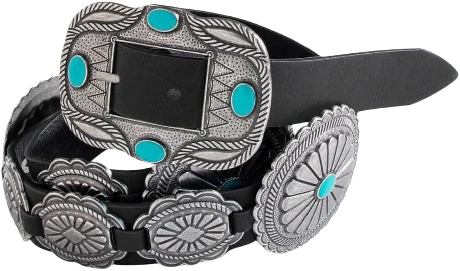 Western Belts for Woman Cowgirl Concho Belts Country Concert Rodeo Outfits Women Turquoise Belt for Jeans Dresses
