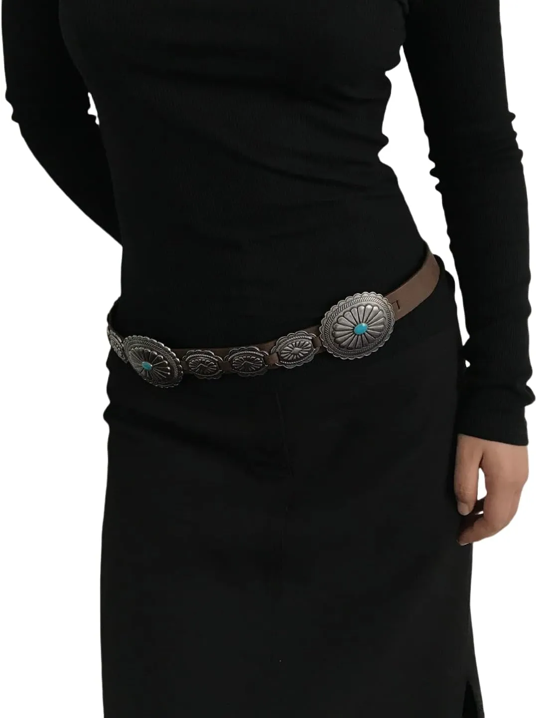 Western Belts for Woman Cowgirl Concho Belts Country Concert Rodeo Outfits Women Turquoise Belt for Jeans Dresses
