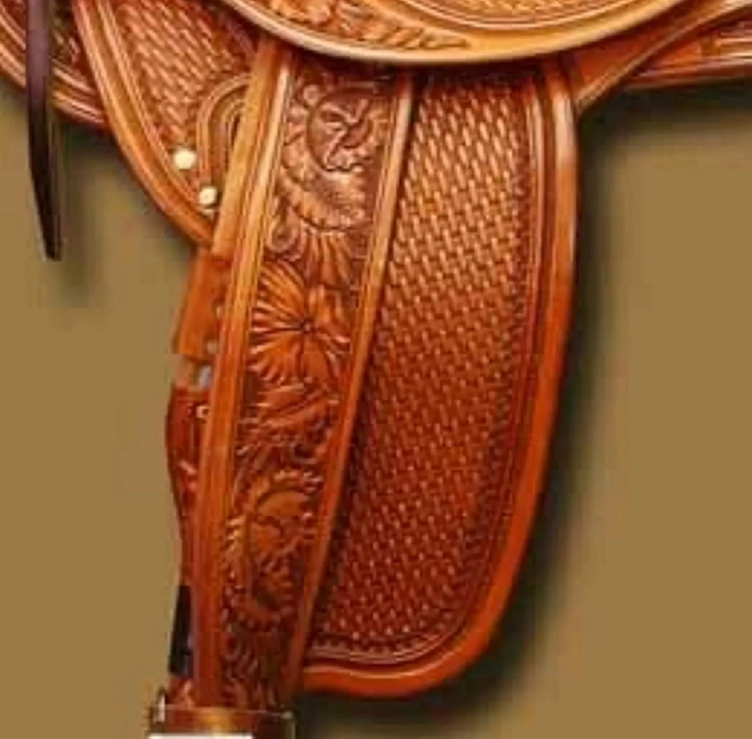 Western Big Horn Hot Seat Western Padded Leather Full Carved Saddle Tooled Barrel Pleasure with Free Headstall, Breast Collar Barrel Pleasurer Trail Saddle