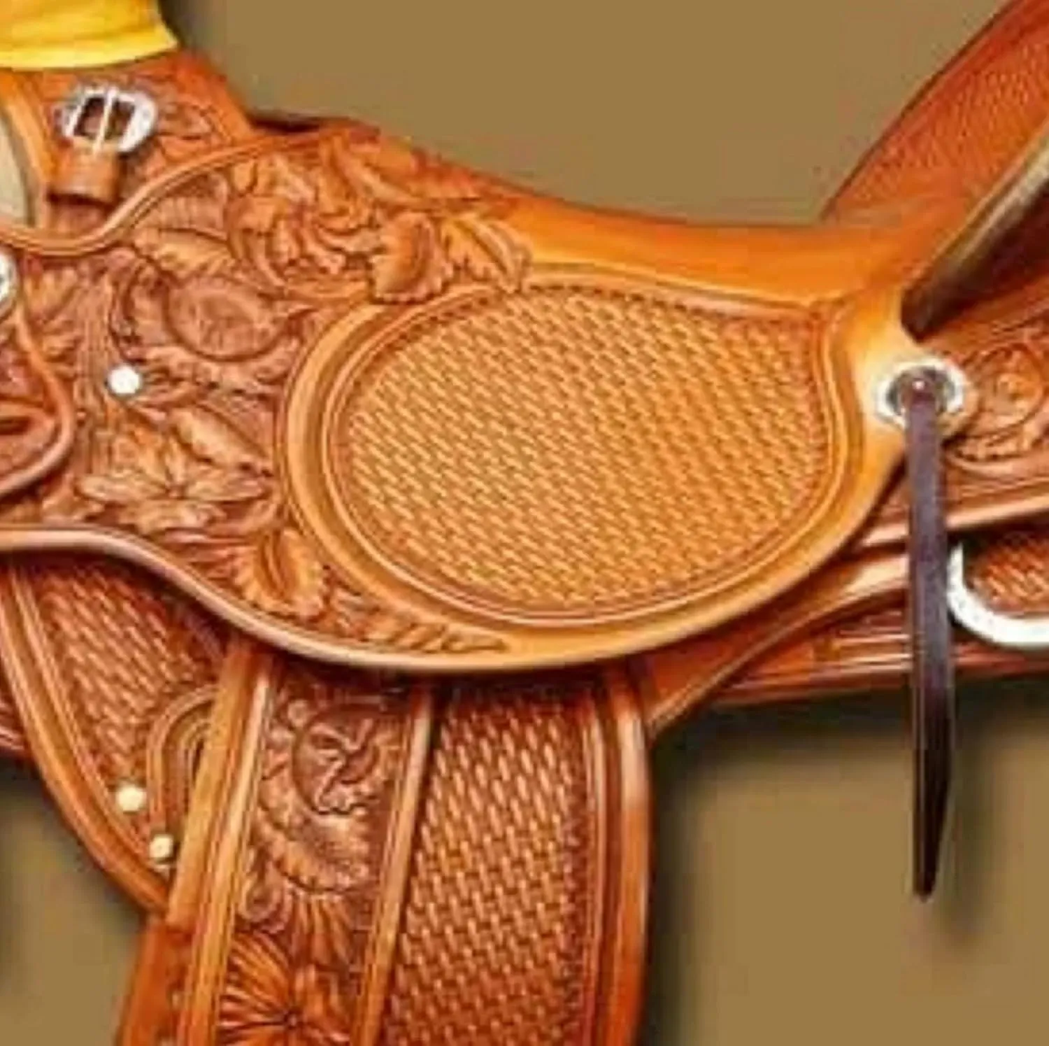 Western Big Horn Hot Seat Western Padded Leather Full Carved Saddle Tooled Barrel Pleasure with Free Headstall, Breast Collar Barrel Pleasurer Trail Saddle