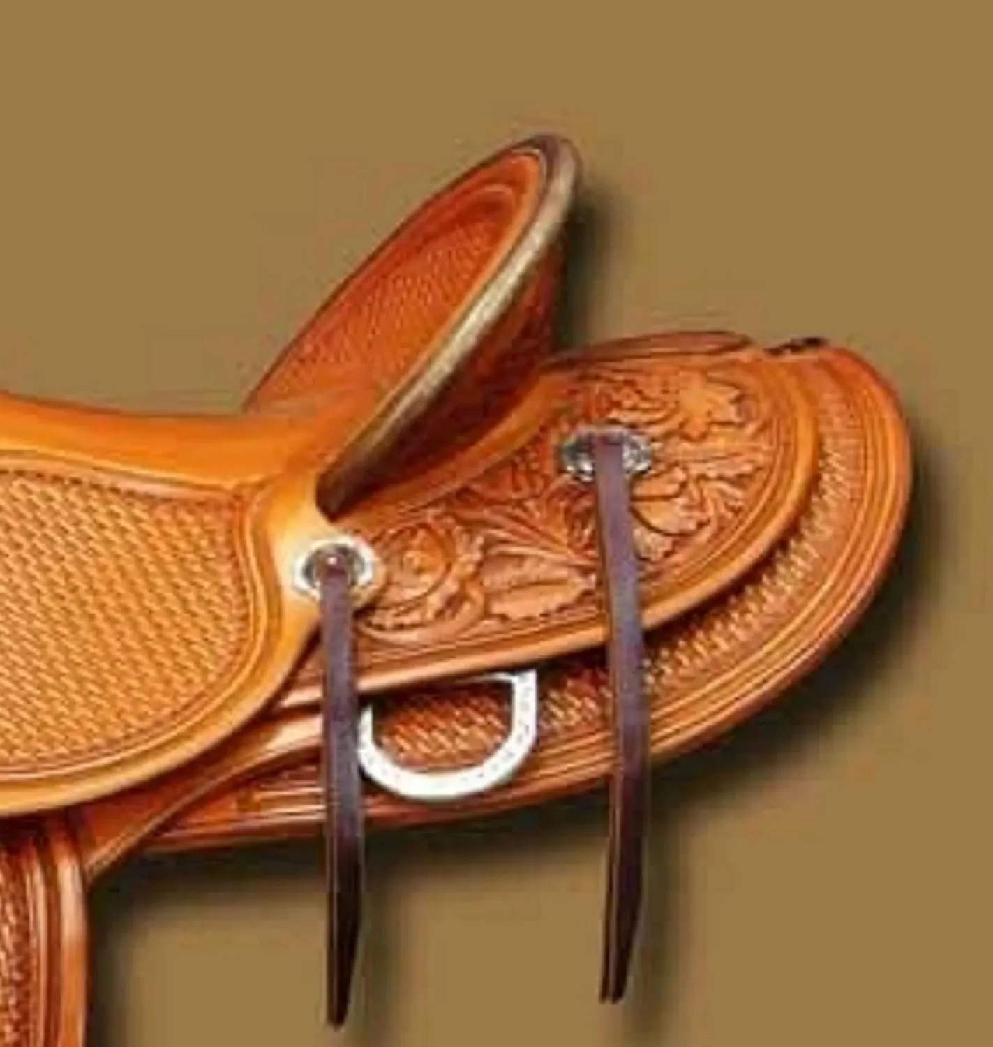 Western Big Horn Hot Seat Western Padded Leather Full Carved Saddle Tooled Barrel Pleasure with Free Headstall, Breast Collar Barrel Pleasurer Trail Saddle