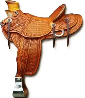 Western Big Horn Hot Seat Western Padded Leather Full Carved Saddle Tooled Barrel Pleasure with Free Headstall, Breast Collar Barrel Pleasurer Trail Saddle