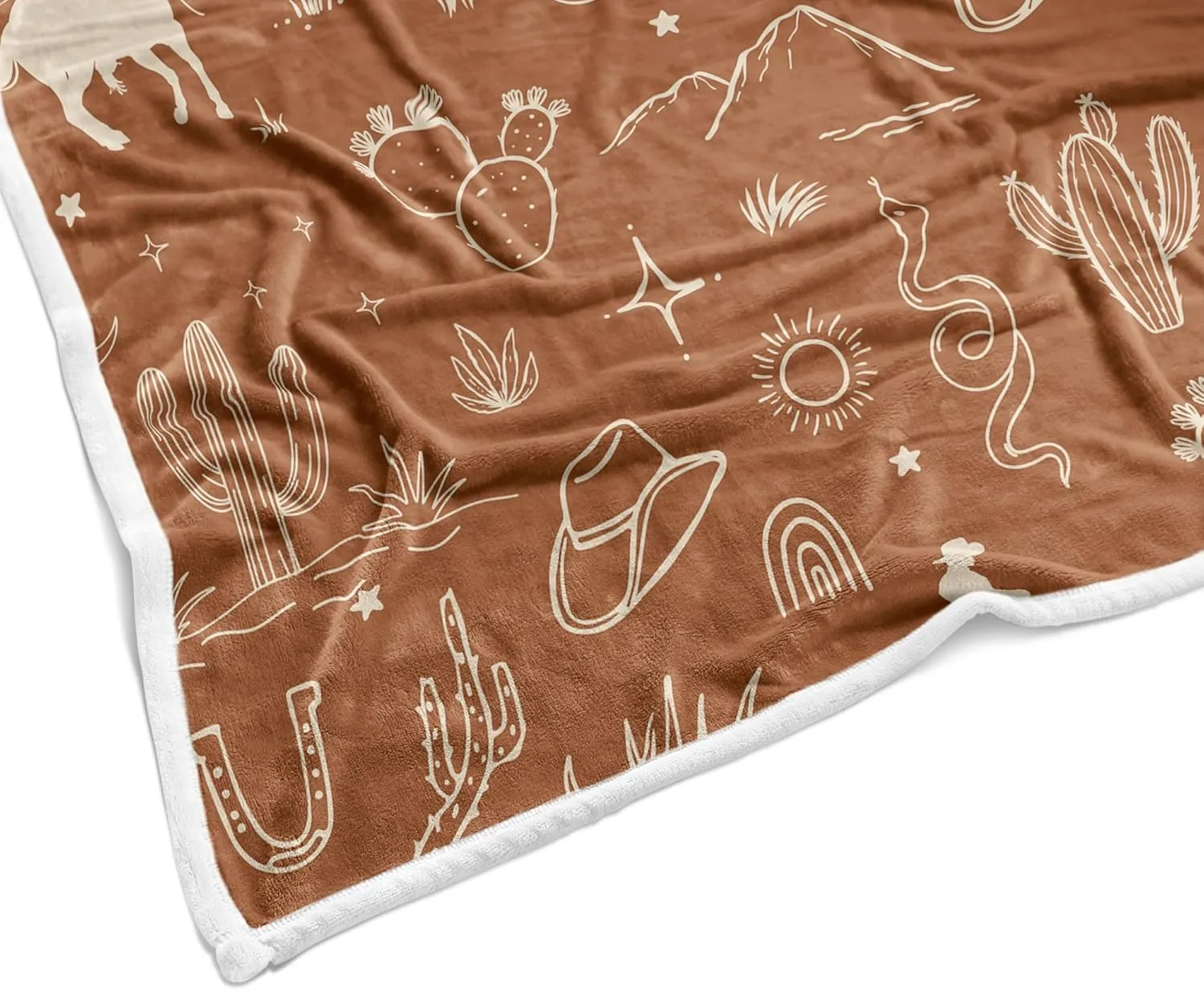 Western Cowboy Throw Blanket, Super Soft Brown Flannel Fleece Bed Blanket Warm Cozy Throws and Blankets for Couch Sofa Camping Travel 50"x60"