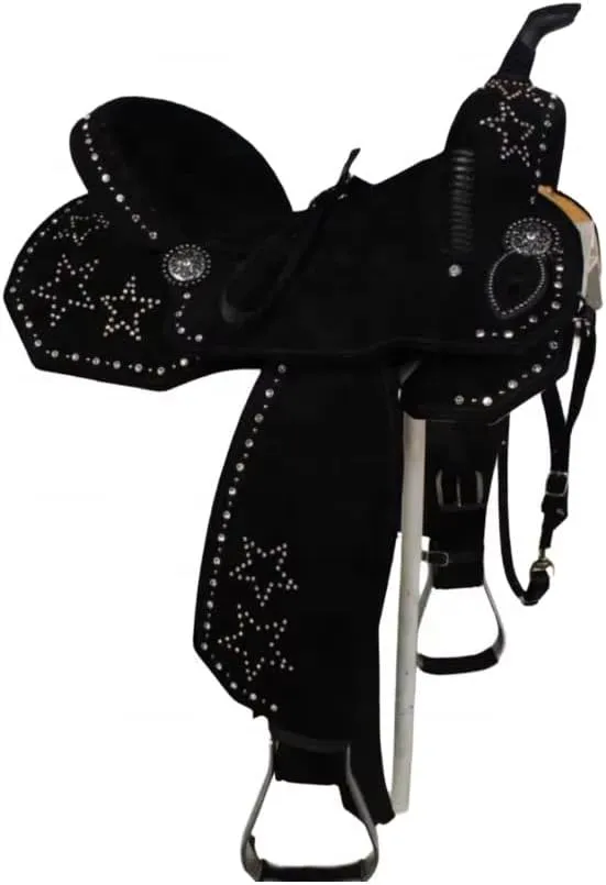 Western Horse Saddles Barrel Racing Wooden Tree Handmade Premium Leather Comfort Horses Trail Equestrian Tooled Carved Horse Saddle Riding Size: 10-18 inches Seat, KQ04