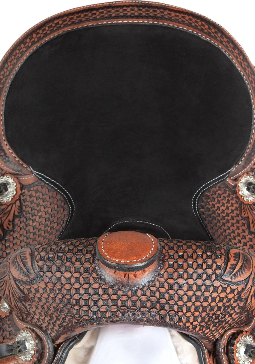 Western Leather Horse Saddle Comfy Horse Seat Ranch Roping Saddle Tree Trail Racing Comfort Barrel Tack Size 10 to 18 Inch Seat