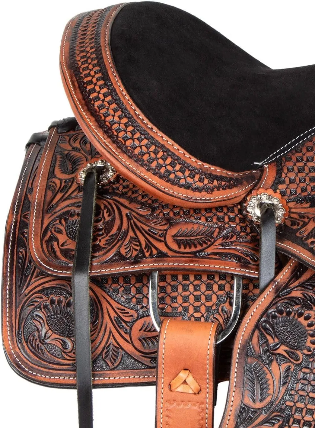 Western Leather Horse Saddle Comfy Horse Seat Ranch Roping Saddle Tree Trail Racing Comfort Barrel Tack Size 10 to 18 Inch Seat