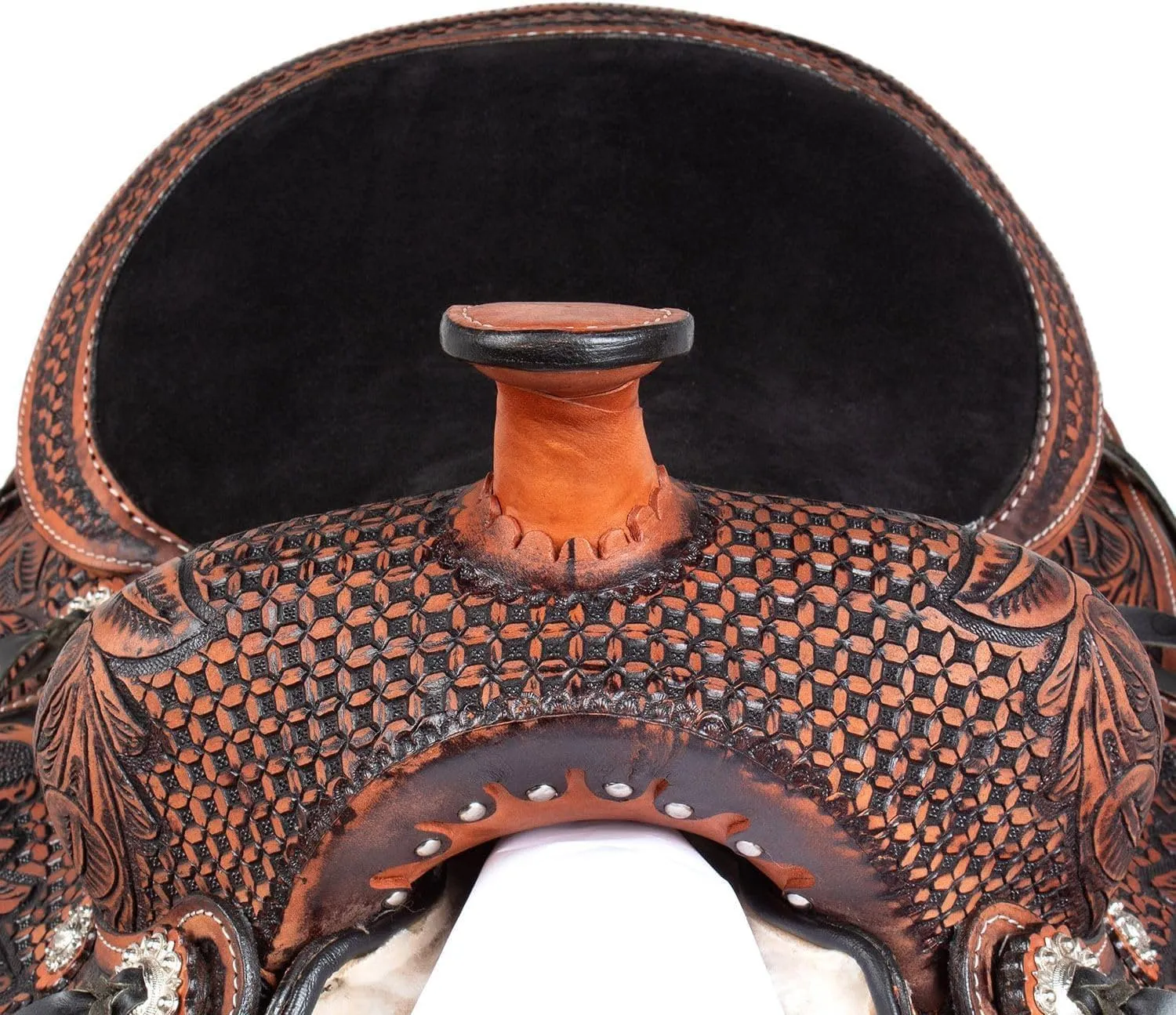 Western Leather Horse Saddle Comfy Horse Seat Ranch Roping Saddle Tree Trail Racing Comfort Barrel Tack Size 10 to 18 Inch Seat