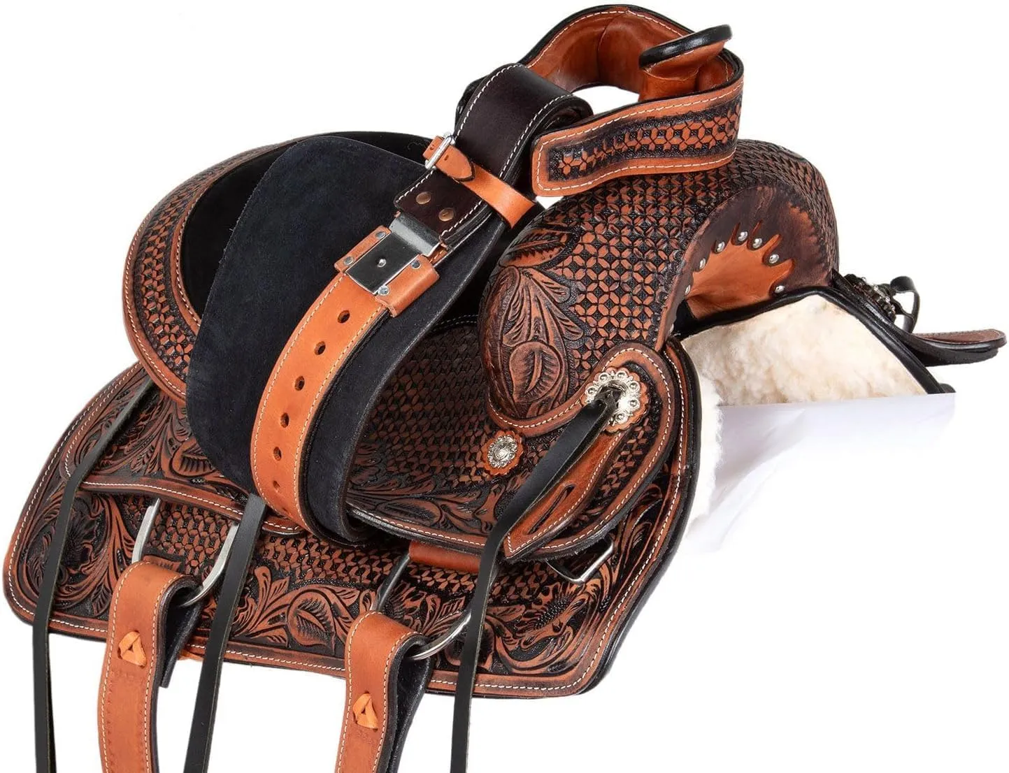Western Leather Horse Saddle Comfy Horse Seat Ranch Roping Saddle Tree Trail Racing Comfort Barrel Tack Size 10 to 18 Inch Seat