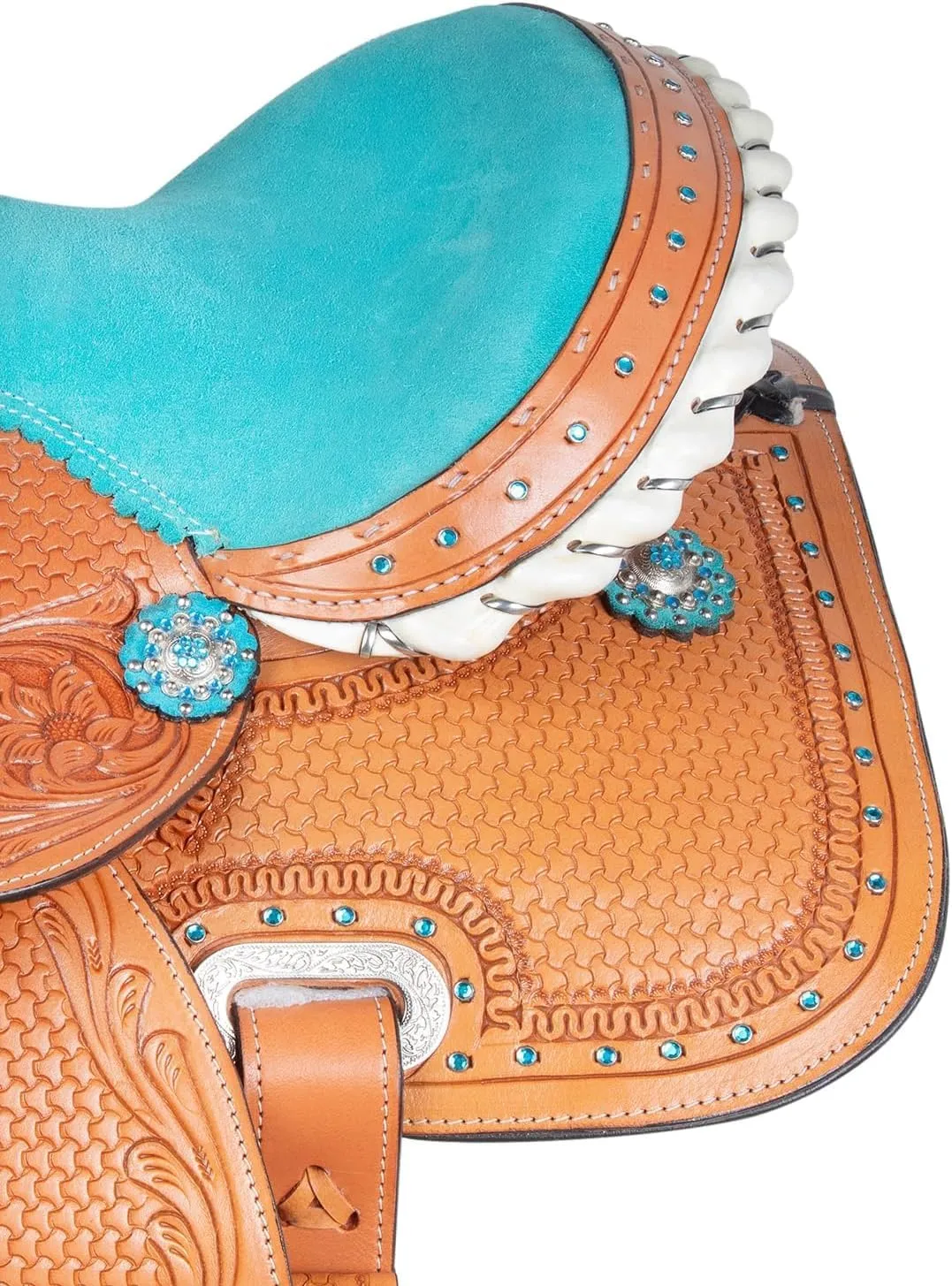 Western Leather Horse Saddle Comfy Horse Seat Ranch Roping Saddle Tree Trail Racing Hand Tooled Comfort Barrel Tack Size 10 to 18 Inch Seat
