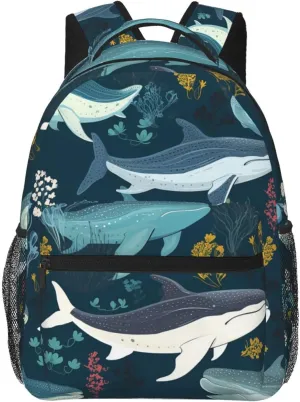 Whale Pattern Backpack for Men Women Casual Daypack Laptop Backpack Computer Bag Travel Laptop Bag