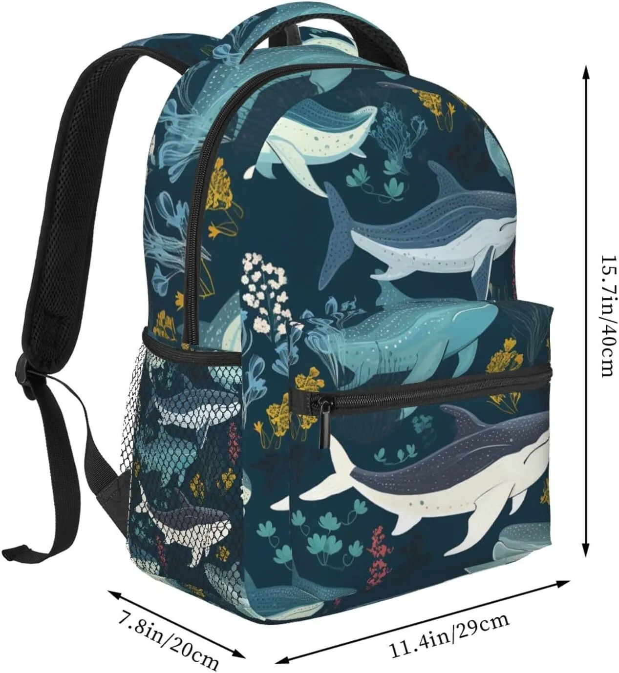 Whale Pattern Backpack for Men Women Casual Daypack Laptop Backpack Computer Bag Travel Laptop Bag