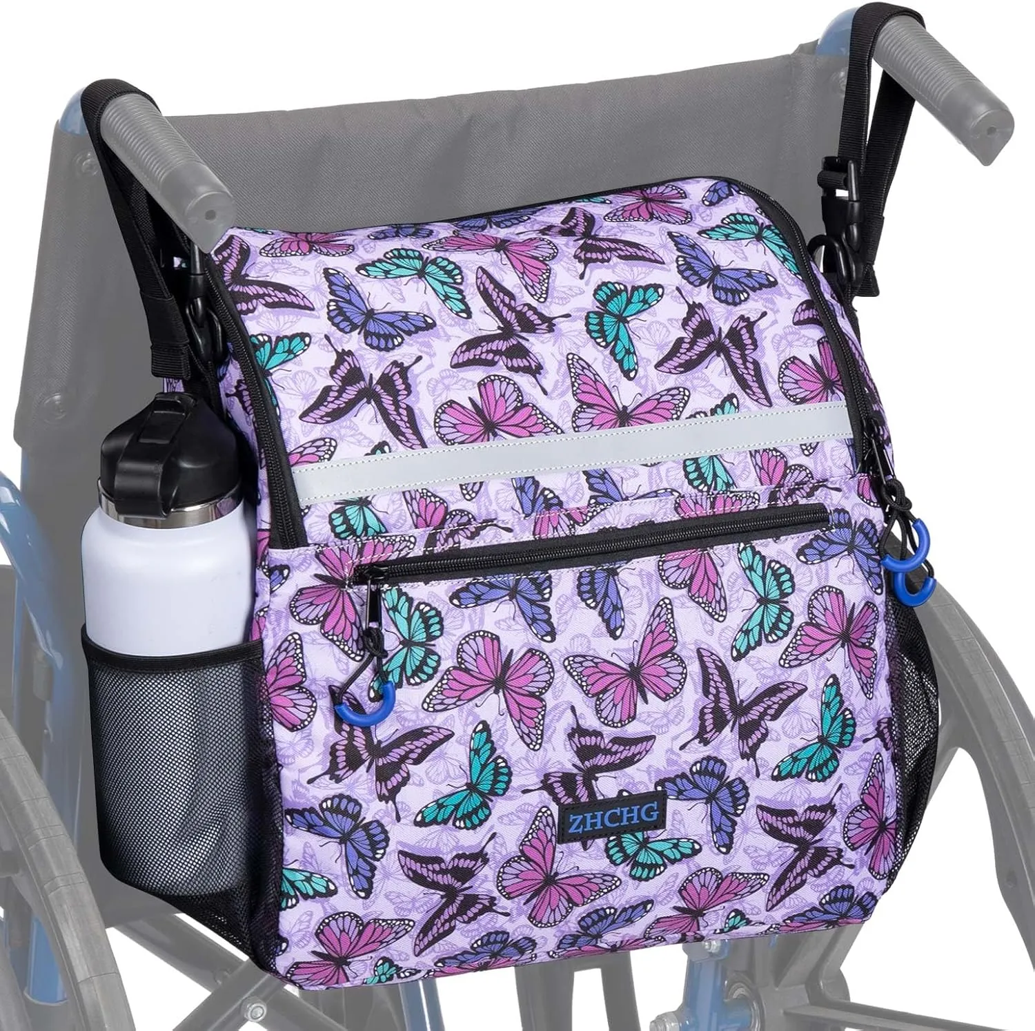 Wheelchair Bags, Wheelchair Backpack with Cup Holder, Wheelchair Bags to Hang on Back, Electric Wheel Chair Accessories, Large Storage Bag for Walker Rollator