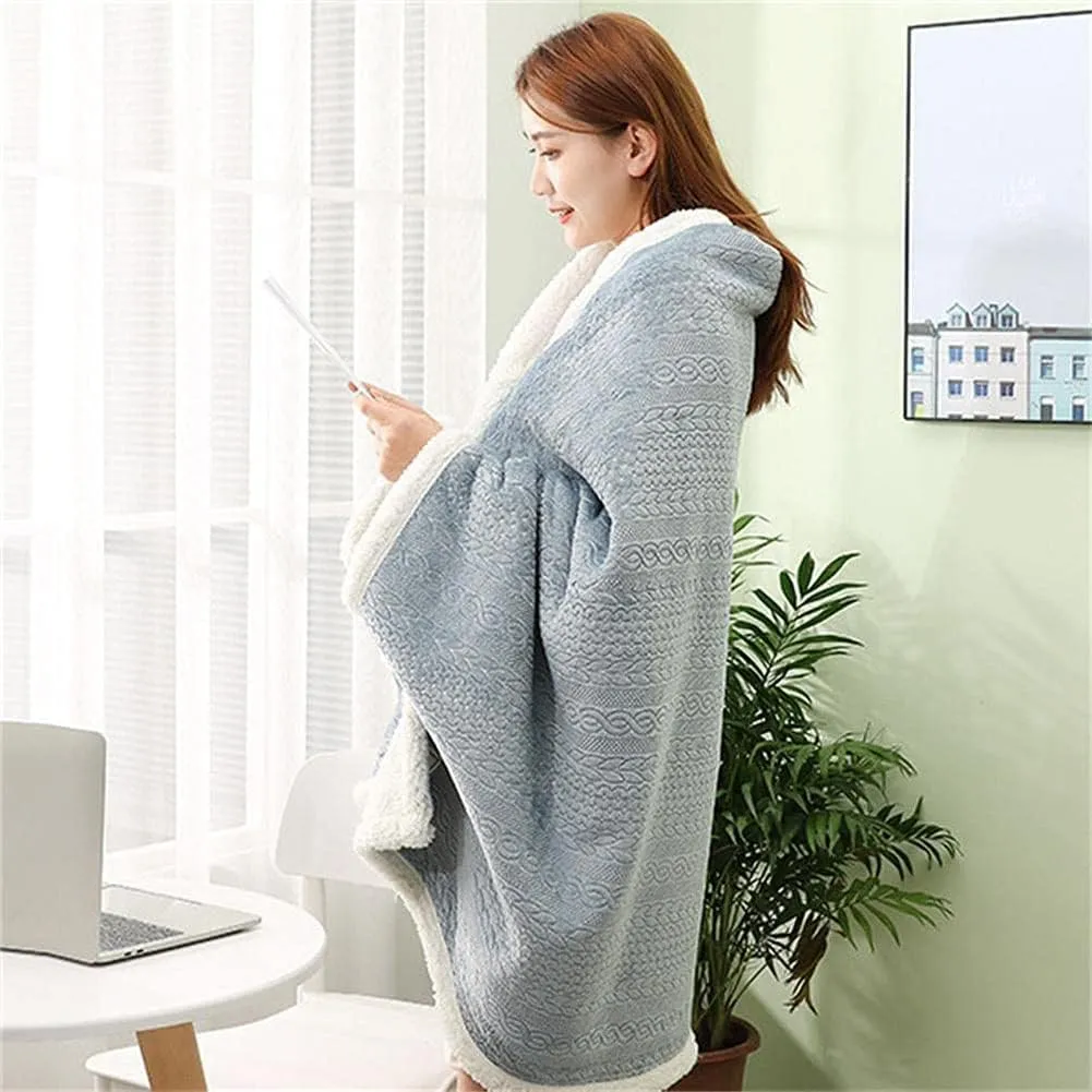 Wheelchair Blanket Shawl Warm Shoulder Shawl Cape,Spring and Autumn Warm Soft Flannel Blanket Wearable Shawl Cape Napping Shawl Blanket for Women(Grey,85 * 120cm)