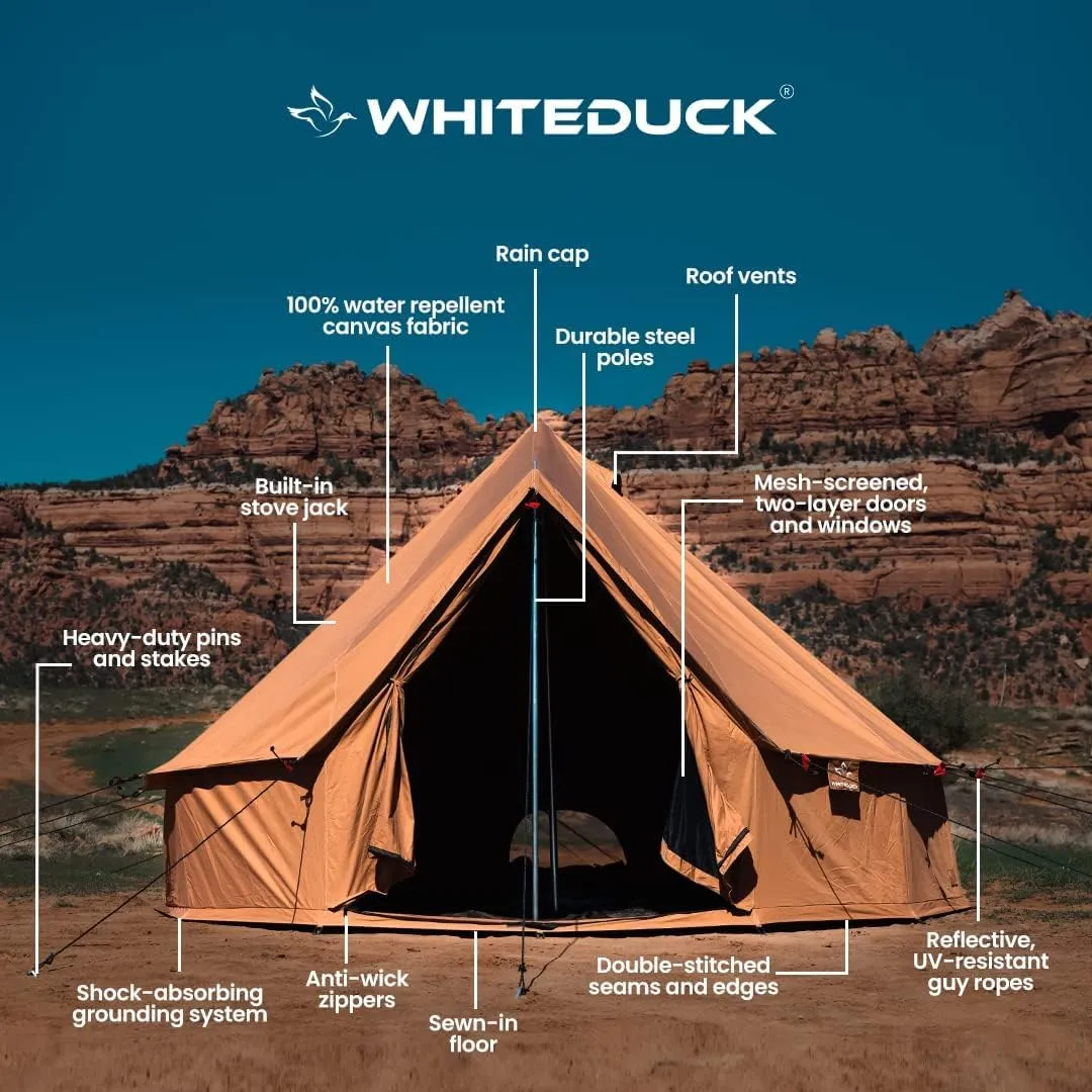 WHITEDUCK Regatta Canvas Bell Tent - w/StoveJack, Waterproof, 4 Season Luxury Camping and Glamping Yurt Tent Outdoor