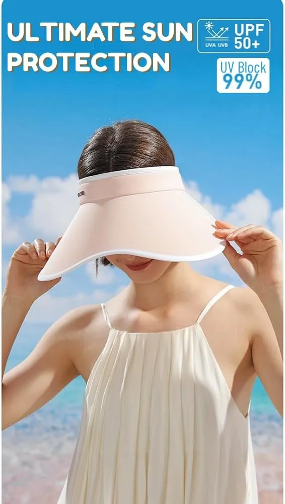 Wide Brim Visor Sun Hat UPF 50  Sun Protection Women Quick Dry Foldable Hat Travel Summer Vacation Seaside Outdoors Hat