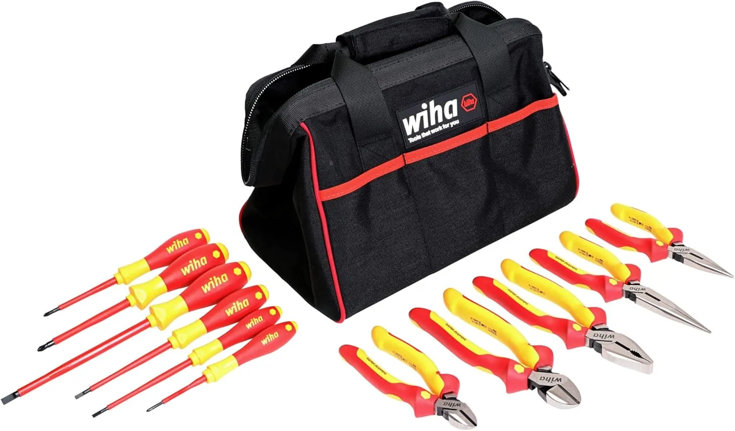 Wiha 32977 11 Piece Master Electrician's Insulated Tool Set In Canvas Tool Bag.