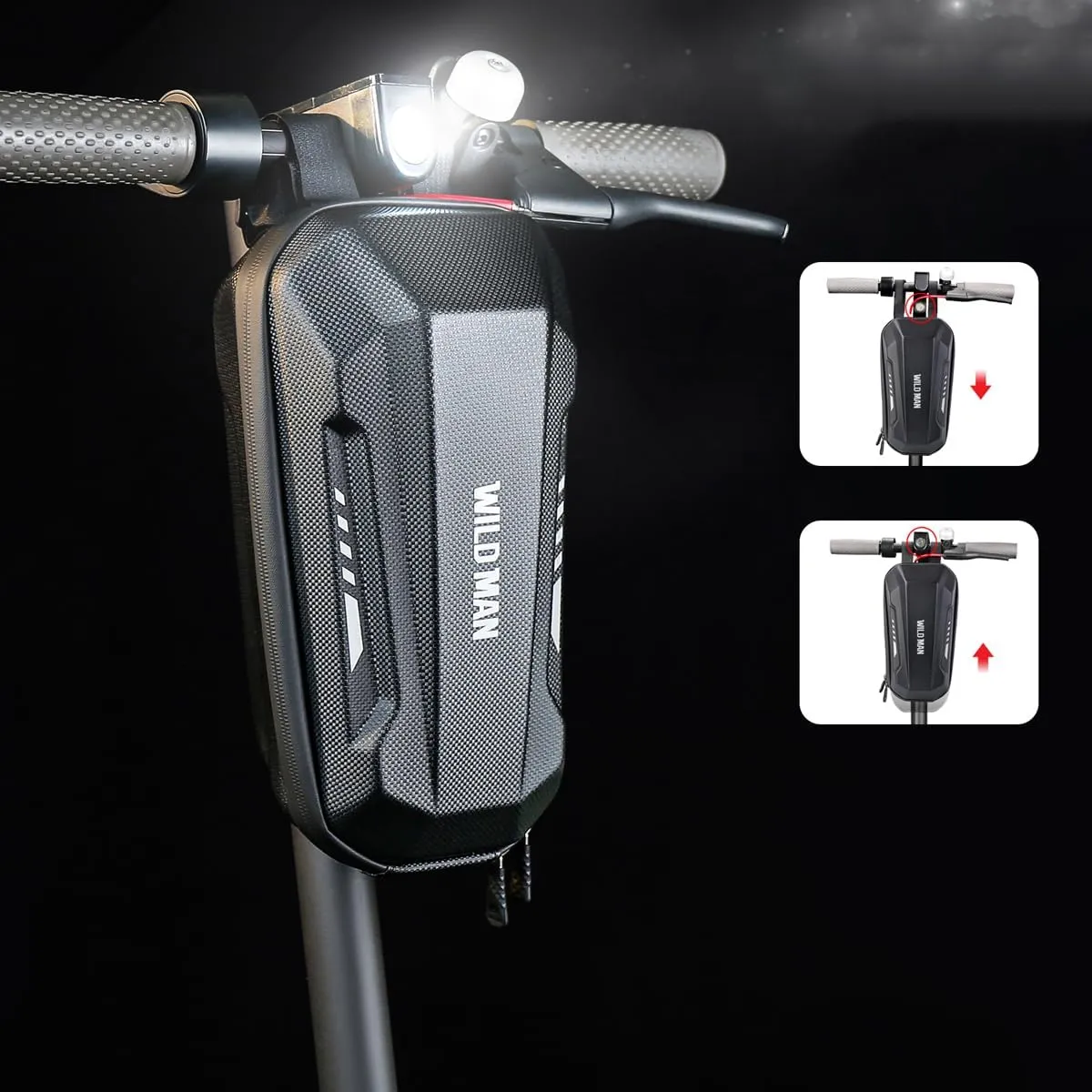 WILD MAN 2L or 3L Hard Shell Rainproof Scooter Storage Bag for Kick Scooters Folding Bike KickBoard Handlebar Bag MTB
