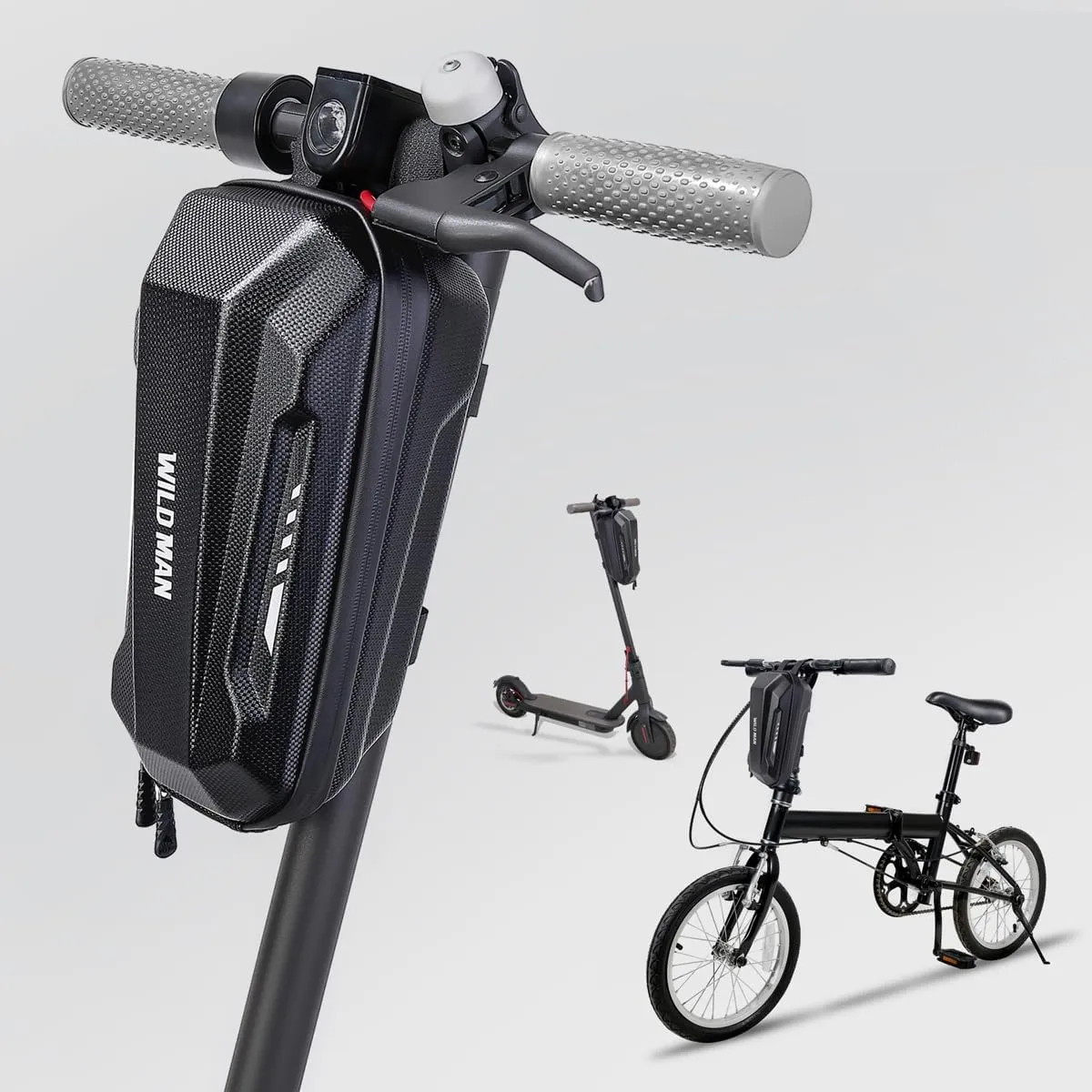 WILD MAN 2L or 3L Hard Shell Rainproof Scooter Storage Bag for Kick Scooters Folding Bike KickBoard Handlebar Bag MTB