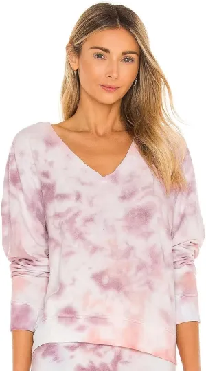 Wildfox Women's Baggy Beach Long Sleeve Pullover Sweatshirt, Cloud Tie Dye, X-Small
