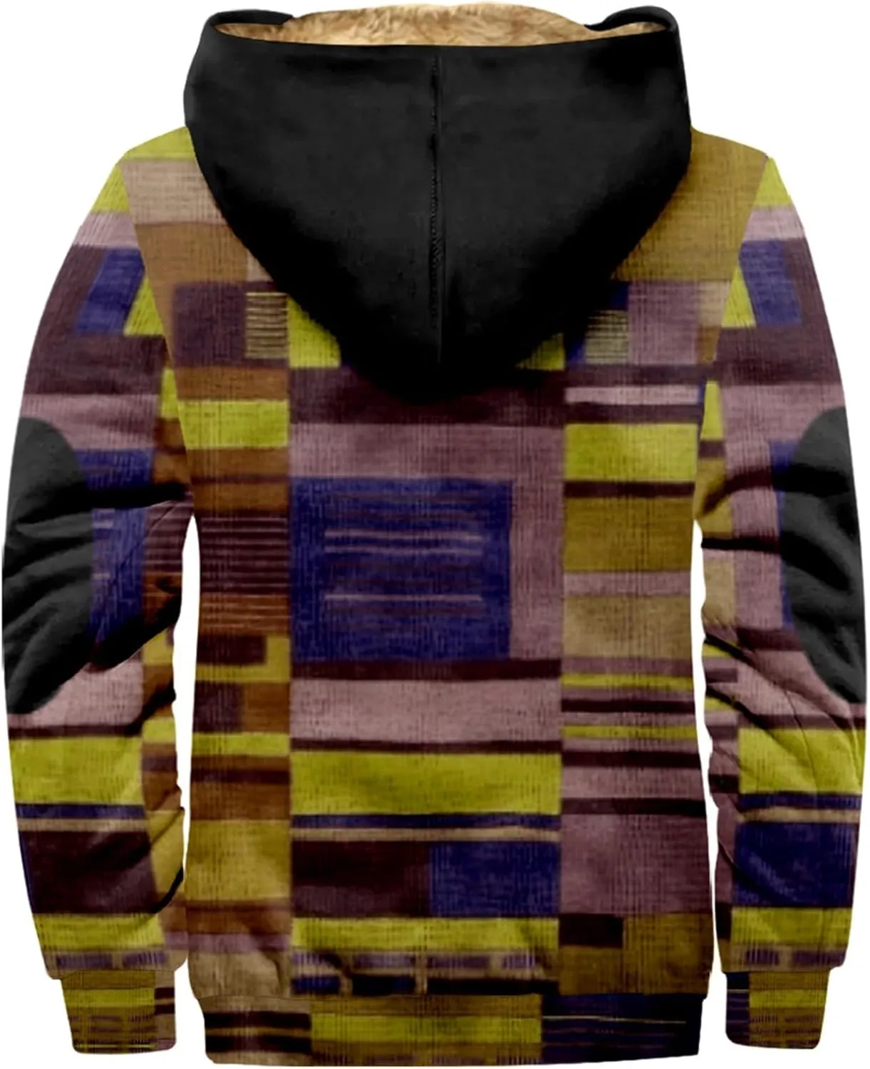Winter Jacket for Men Printed Work Cargo Coats Zipper Outerwear Fleece Sherpa Lined Hoodies Hooded Sweatshirt Tops