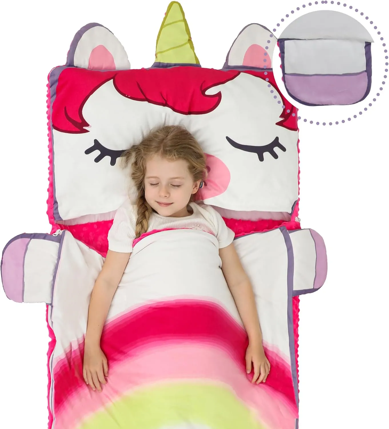 Wizland Kid Sleeping Bag-Thick Large Cut Sleeping Bag 61.8"×28.3" for Kindergarten -Removable Flannel School Mat for Boys and Girls Super Soft, Warm, Cozy