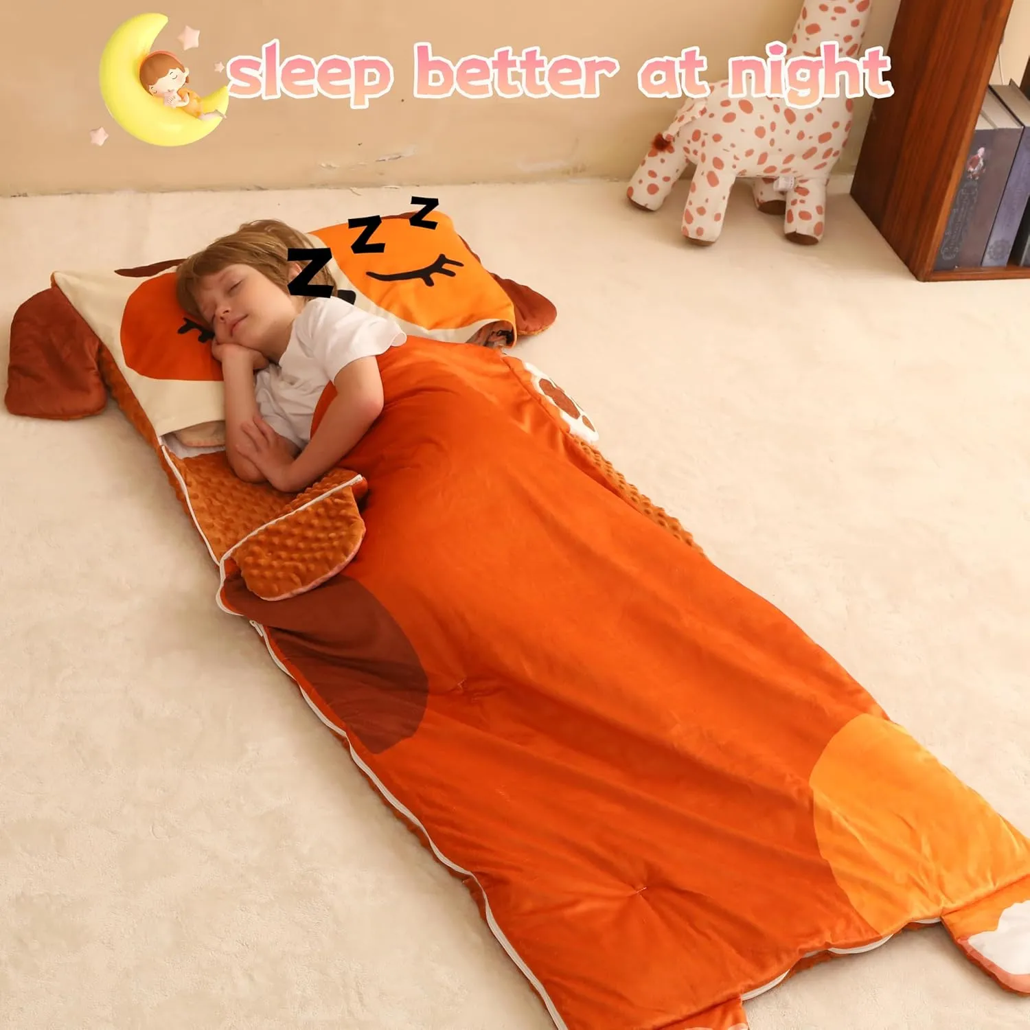 Wizland Kid Sleeping Bag-Thick Large Cut Sleeping Bag 61.8"×28.3" for Kindergarten -Removable Flannel School Mat for Boys and Girls Super Soft, Warm, Cozy