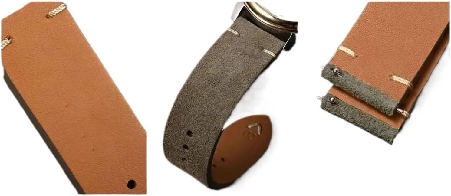 WOCCI Reverse Suede Leather Watch Band 18mm 20mm 22mm Quick Release Watch Strap For Men Luxurious Vintage Replacement Bracelet