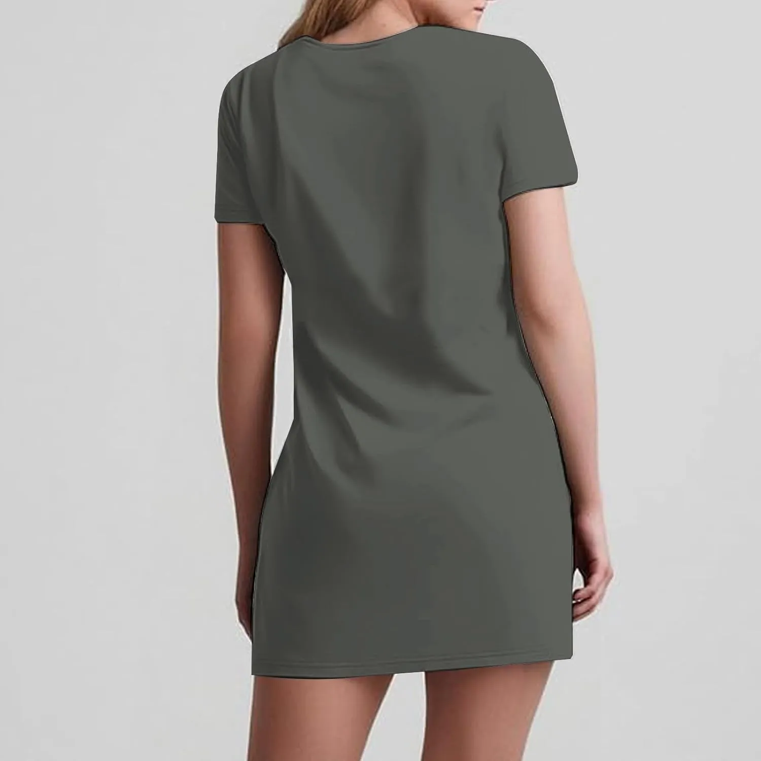 Women Basic Short Sleeve T Shirt Dress Summer Casual V Neck Mini Dresses Soft Comfy A-Line Flare Dress with Pockets