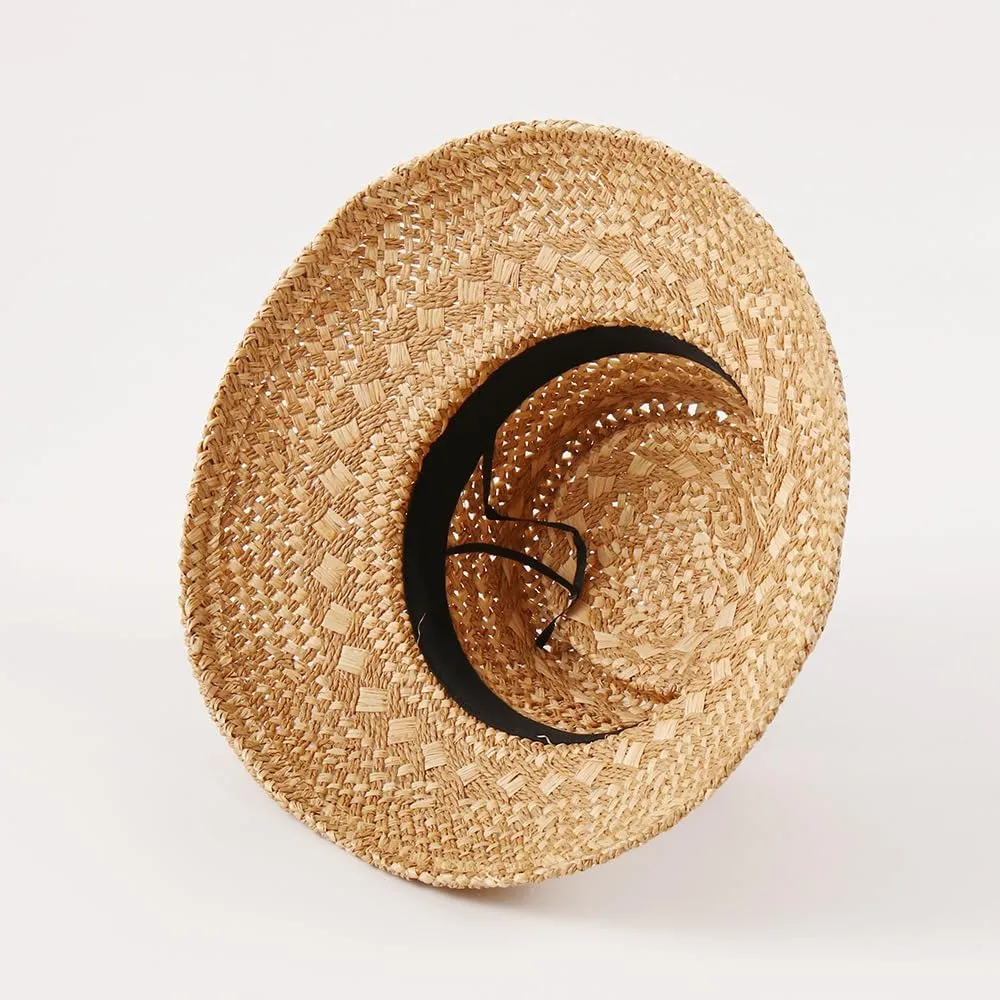 Women Bucket Sun Hat Wide Brim Woven Raffia Palma Hat UPF 50  Sun Protection Summer Vacation Beach Straw Hat