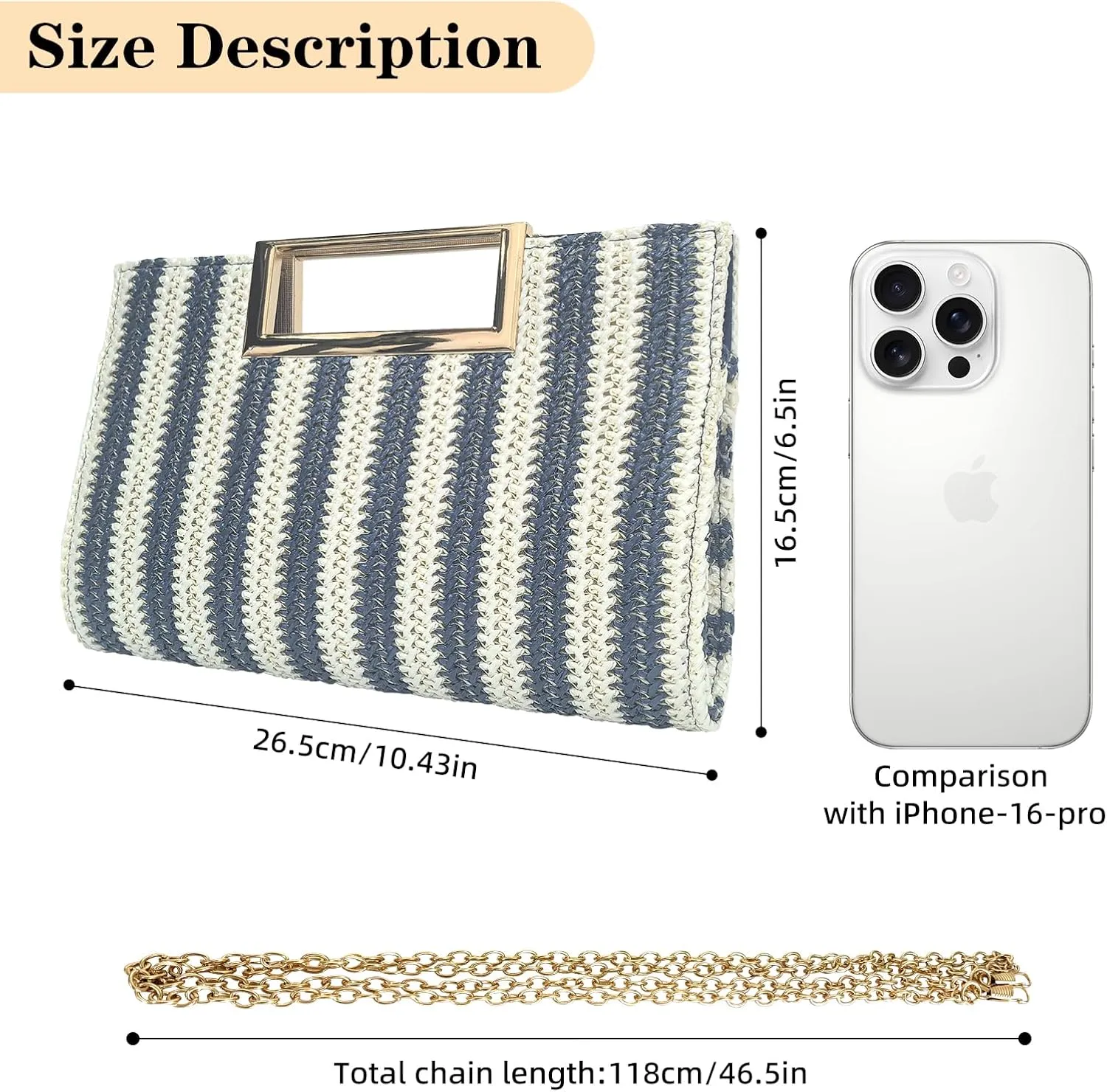 Women Clutch Top Handbags Straw Raffia Bag Purse Woven Tote CrossBag for Women Beach Summer Travel