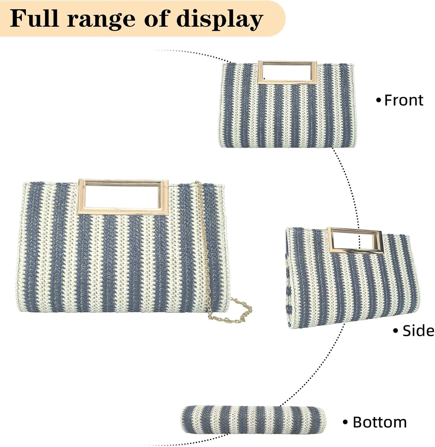 Women Clutch Top Handbags Straw Raffia Bag Purse Woven Tote CrossBag for Women Beach Summer Travel