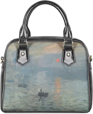 Women Saddle Shoulder Bag Oil Painting Printed Tote Saddle Purses PU Leather Shoulder Bags with Strap