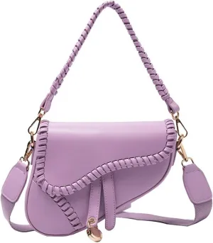 Women Small Saddle Shoulder Bag,Trendy Crossbody Bag Clutch Purse,PU Leather Satchel Bags Handbag