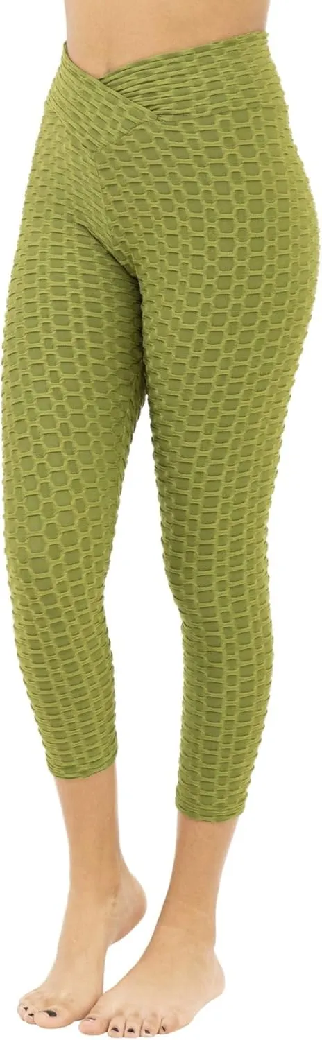 Women Workout Shorts, Capri - Brazilian Booty Lift, Anti-Cellulite, Scrunch Butt, Honeycomb Textured