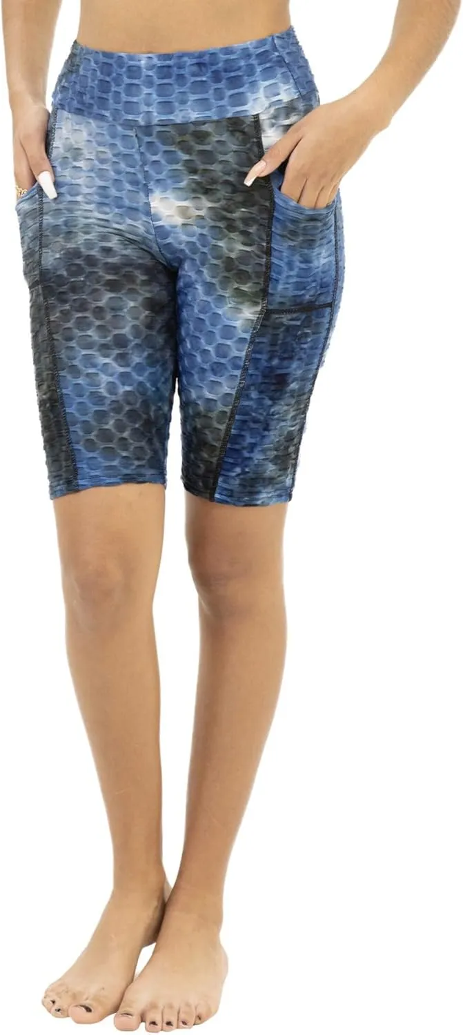 Women Workout Shorts, Capri - Brazilian Booty Lift, Anti-Cellulite, Scrunch Butt, Honeycomb Textured