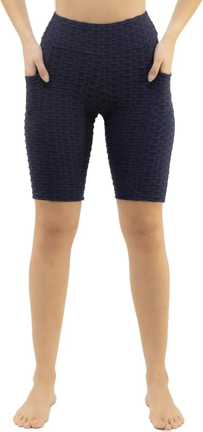 Women Workout Shorts, Capri - Brazilian Booty Lift, Anti-Cellulite, Scrunch Butt, Honeycomb Textured