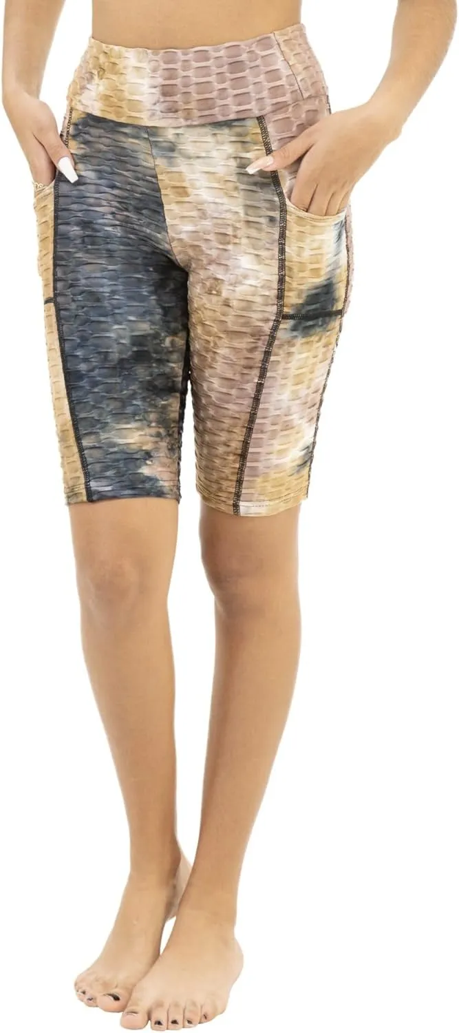 Women Workout Shorts, Capri - Brazilian Booty Lift, Anti-Cellulite, Scrunch Butt, Honeycomb Textured
