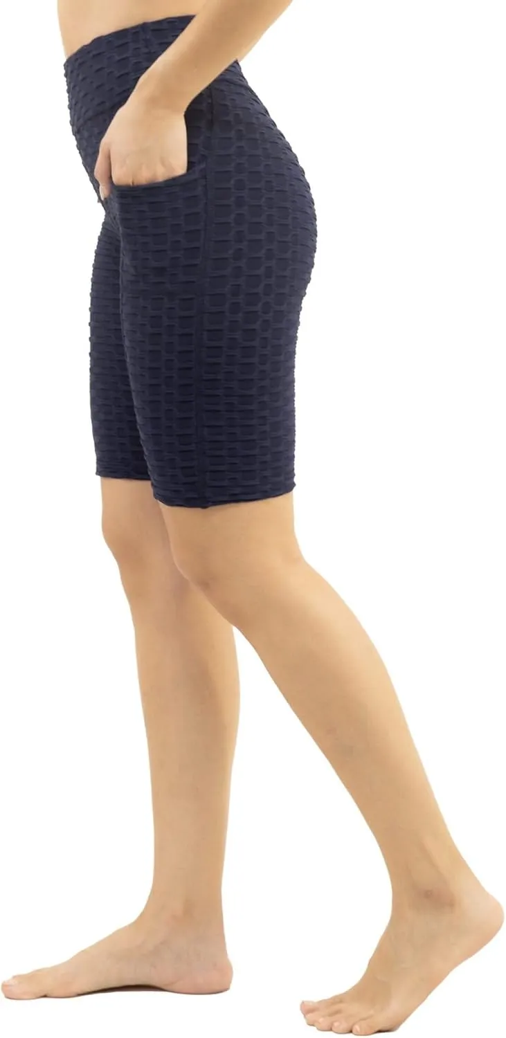 Women Workout Shorts, Capri - Brazilian Booty Lift, Anti-Cellulite, Scrunch Butt, Honeycomb Textured