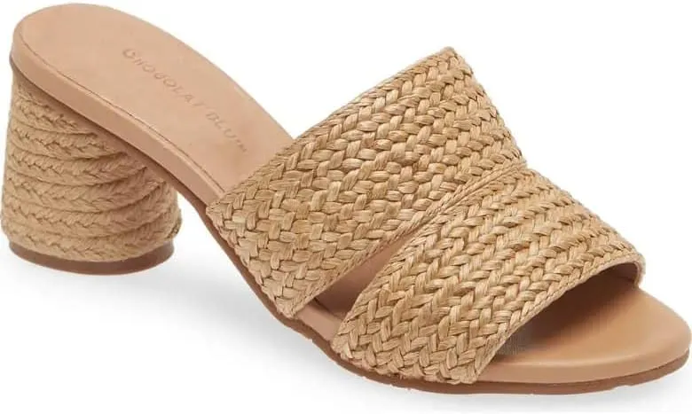 Women’s Braided Raffia Block Heel Sandals, Open Toe Slip-On Summer Shoes for Casual, Beach, Vacation