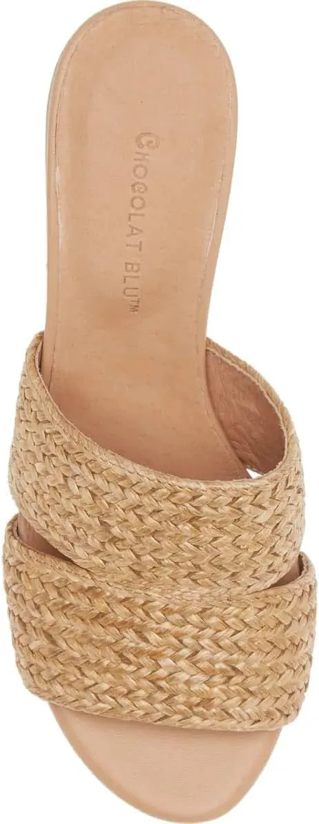Women’s Braided Raffia Block Heel Sandals, Open Toe Slip-On Summer Shoes for Casual, Beach, Vacation