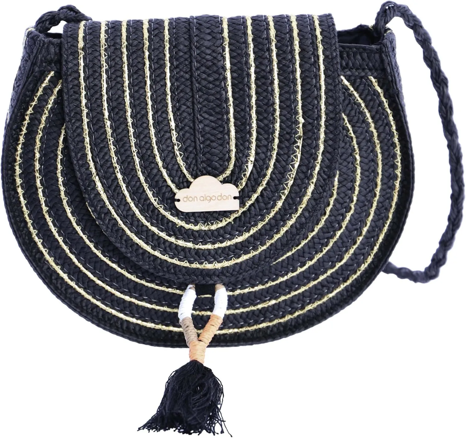 Women's Coimbra Shoulder Bag, Beach Bag, Summer Bag, Raffia Bag, black