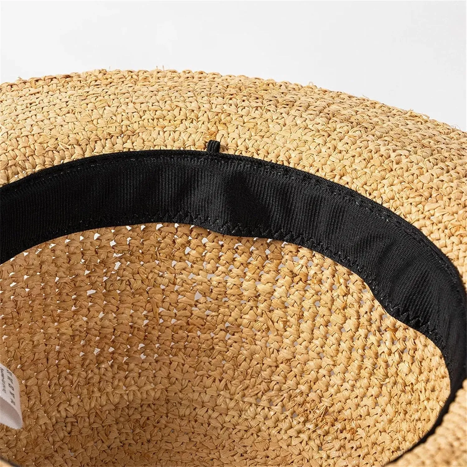 Women’S Extra Fine Raffia Straw Hat Summer Sun Visor Large Brim Handmade Rollable Straw Caps Beach Vacation Travel