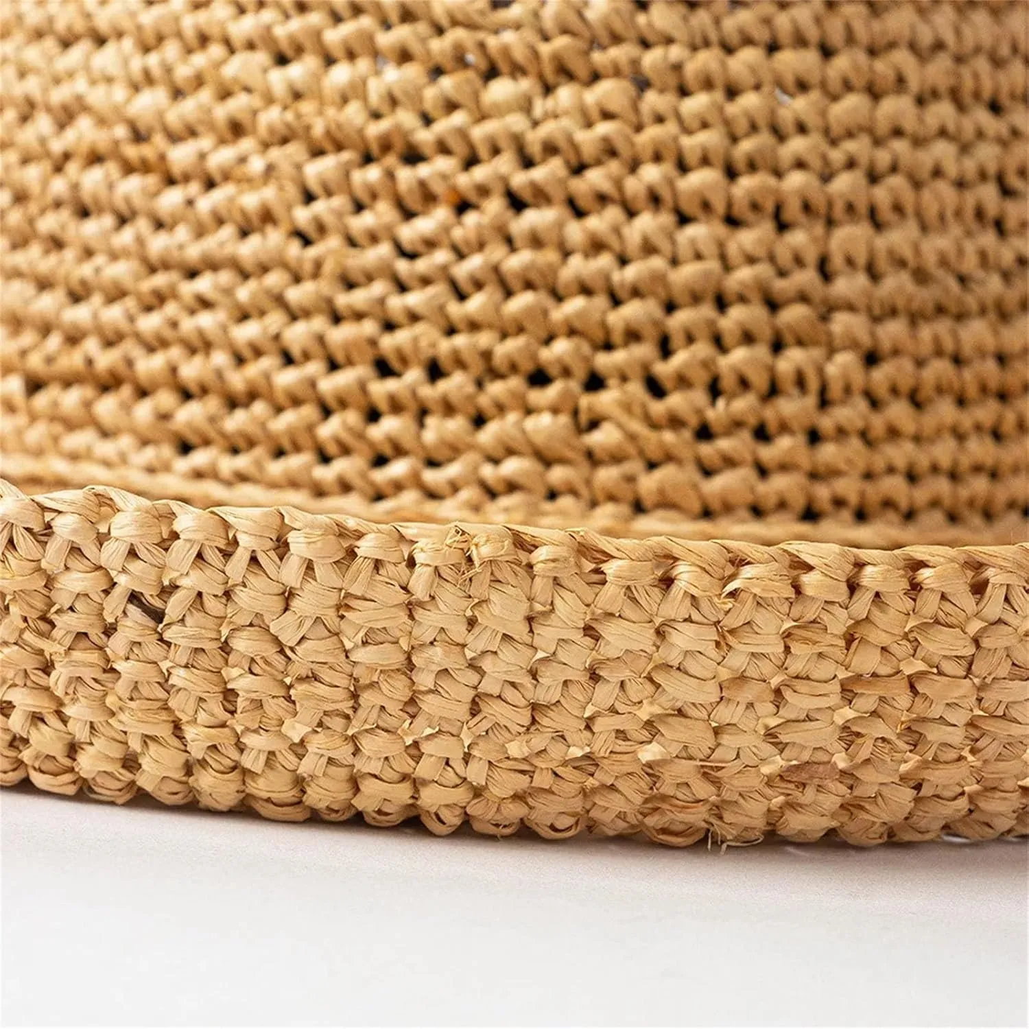 Women’S Extra Fine Raffia Straw Hat Summer Sun Visor Large Brim Handmade Rollable Straw Caps Beach Vacation Travel