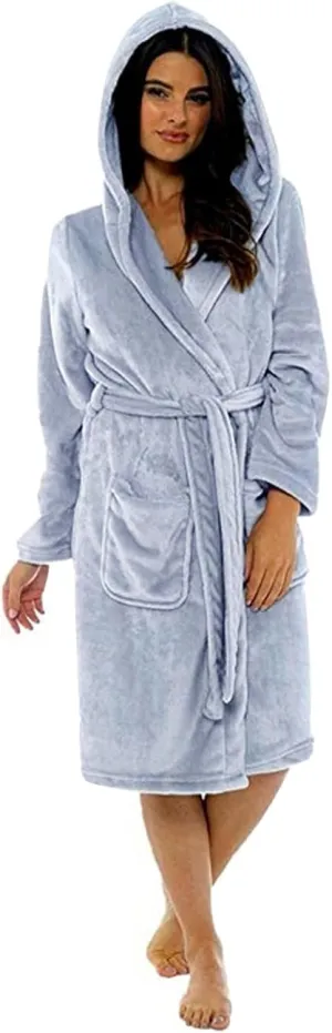 Womens Hooded Bathrobe Fleece Pajama Set for Women Soft Comfy Winter Pajama Set Sexy Fur Robe