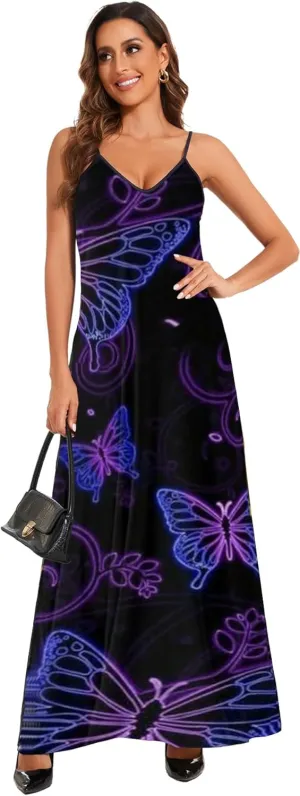 Women's Maxi Sunflower Dresses Sleeveless Long Tie Dye Dress Casual Sundresses with Pockets